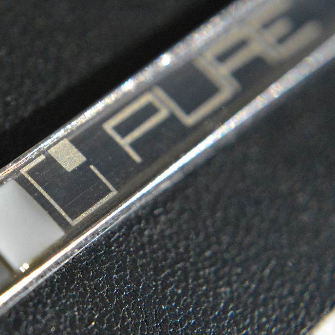 Metal detail on leather